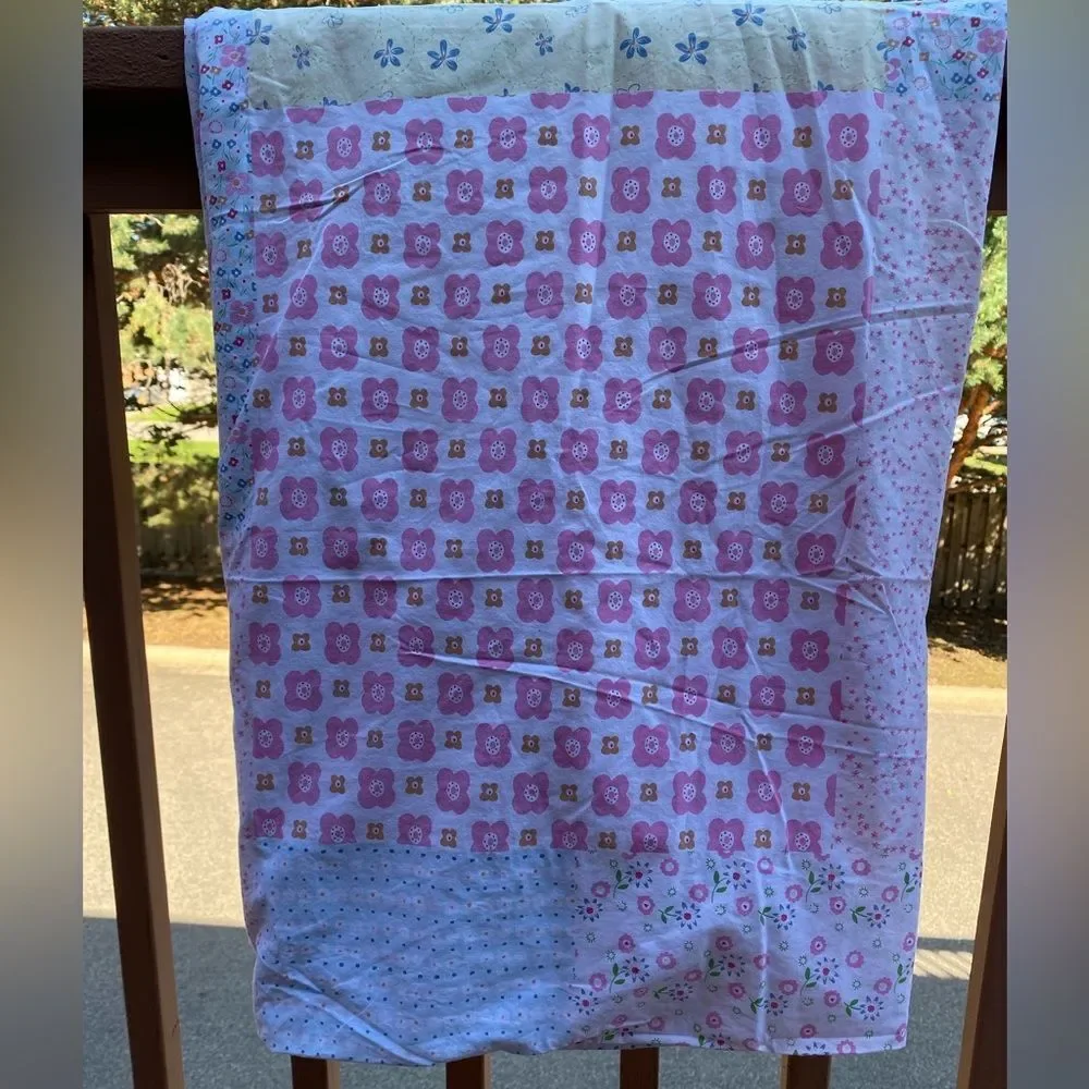 Pottery Barn Kids Floral Pastels White Pink Duvet Cover with Envelope Closure
